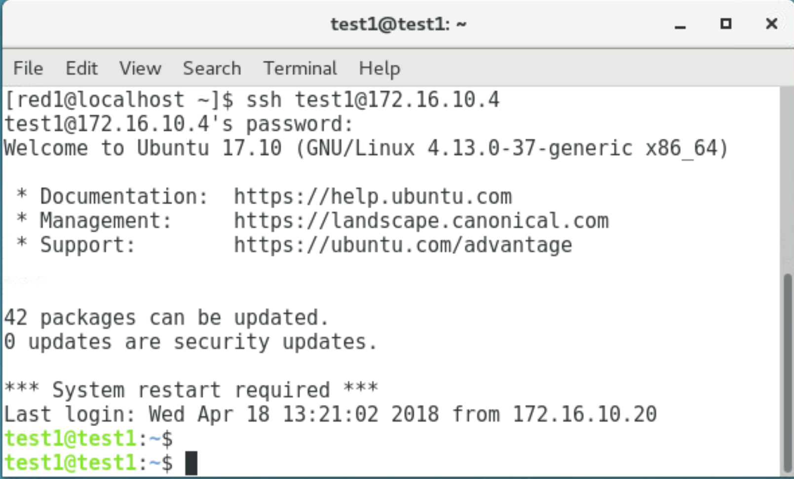 SSH to ubuntu endpoint